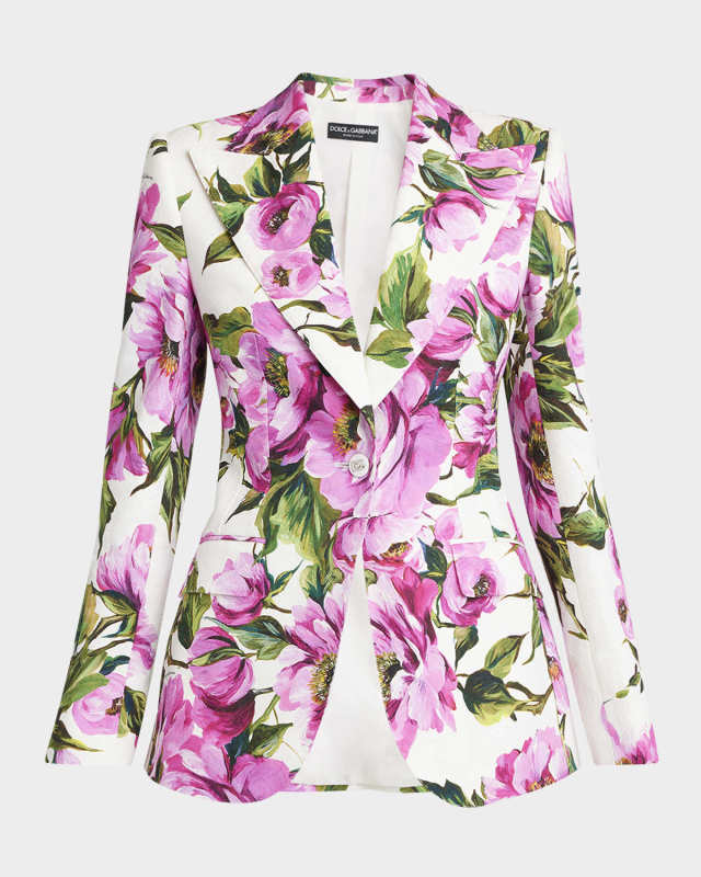 Peonies Jacquard Single-Breasted Jacket